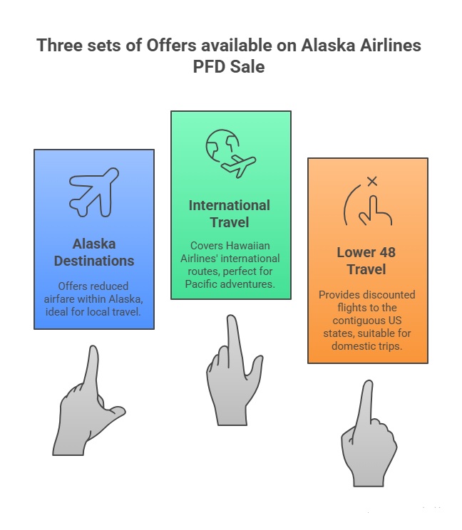 What are the three sets of Offers available on Alaska Airlines PFD